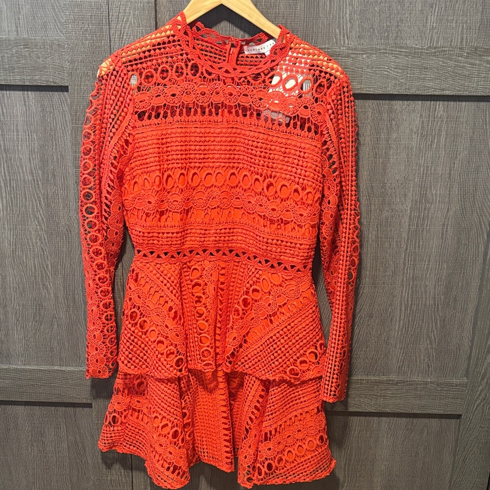 Endless Rose Orange Crochet Peplum Dress